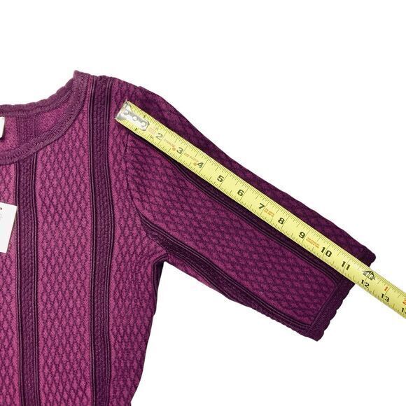 NWT Dressbarn Embroidered Sweater Dress XS Maroon Purple Stretch Minimalist Midi - Picture 11 of 14